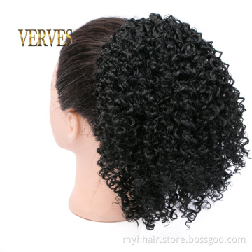Curly Ponytail Hairpiece With Rubber 10Inch Short crochet braid band hair Chignon Synthetic Ponytail Hair Extension with Clip-in